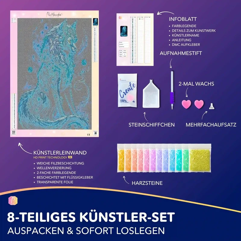 Diamond Painting Leuchtbild Special - Verzauberter Wolf