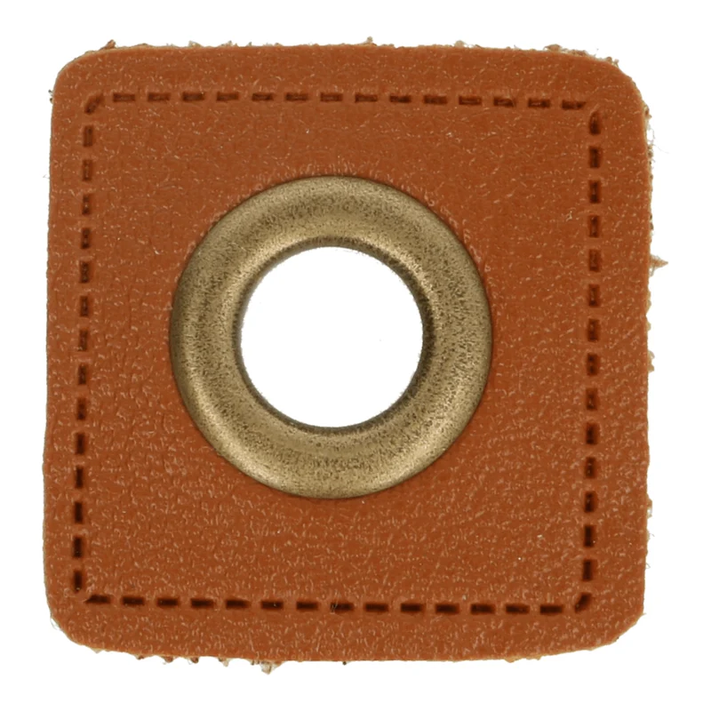 Ösen Patches Kunstleder 11mm braun bronze