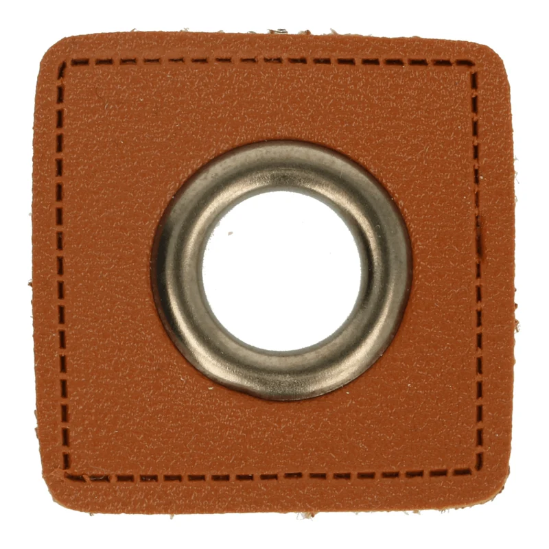 Ösen Patches Kunstleder 11mm braun altnickel