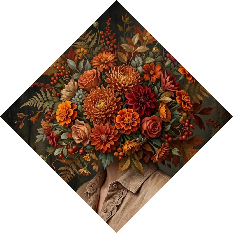 Spannrahmenbild Beeindruckendes Blumenarrangement Porträt Raute