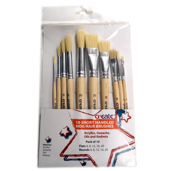 Create - 10 Short Handle Hog Brush Set
