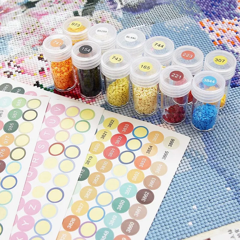 Diamond Painting - DMC Sticker - 4 Bögen - Rund