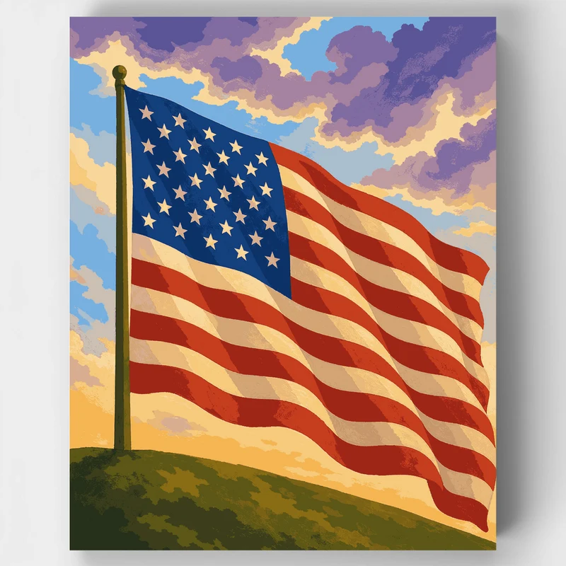 Flag on the Hill - Paint by Numbers Kit