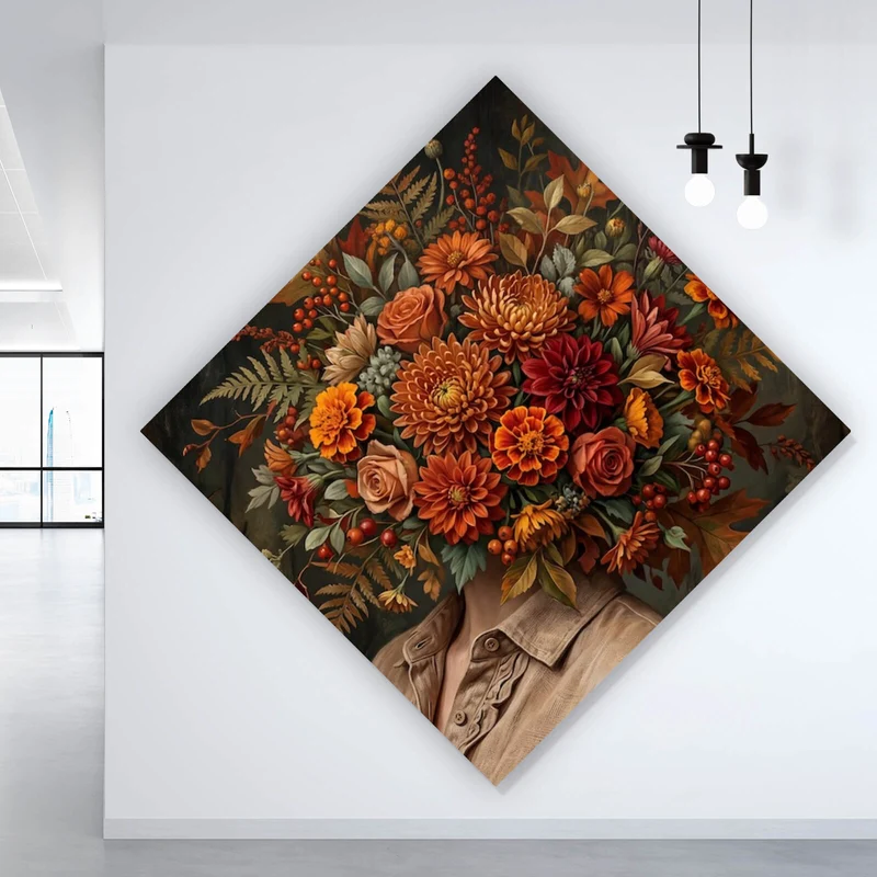 Poster Beeindruckendes Blumenarrangement Porträt Raute