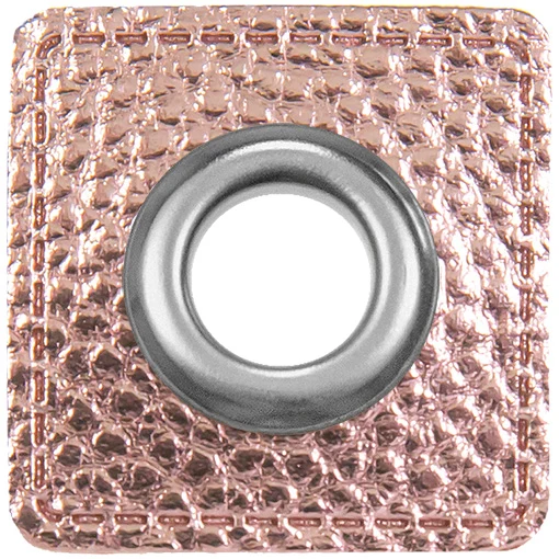 Ösen Patches Kunstleder 10mm metallic rosa metall