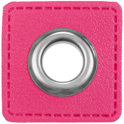 Ösen Patches Kunstleder 10mm pink metall