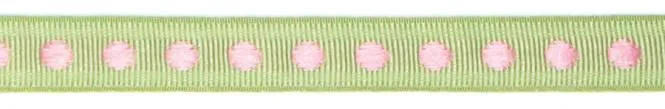 Ripsband 10mm Punkte grün/rosa