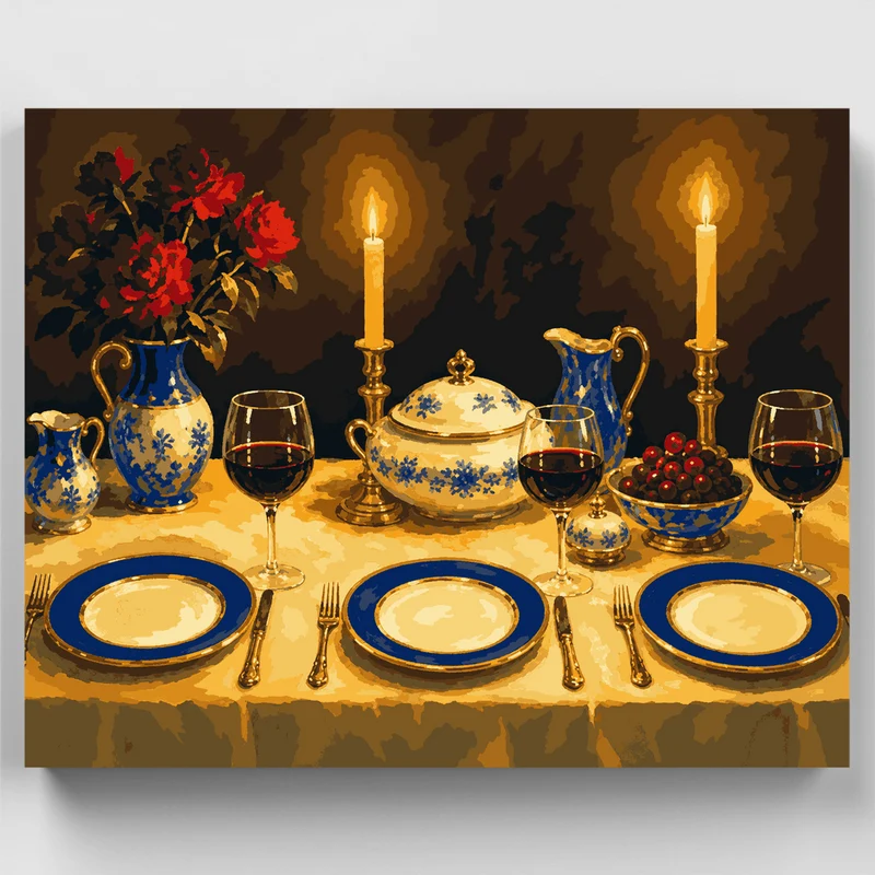 Candlelit Dinner Table - Paint by Numbers Kit