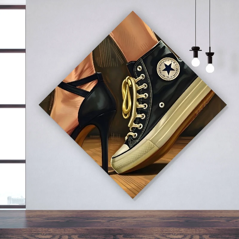 Poster Sneaker und High Heel Kontrast Raute