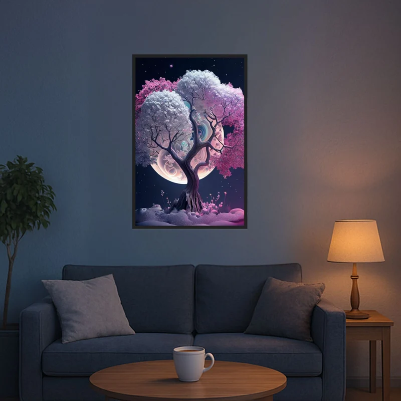 Diamond Painting Multi Special - Pink Tree at Night