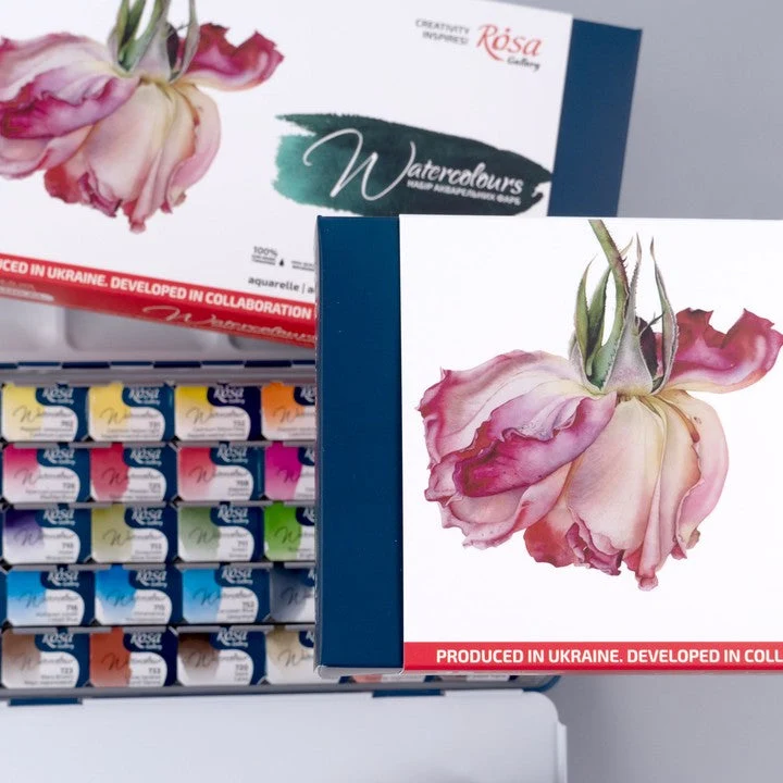 ROSA GALLERY Botanycal Watercolor Paint Set, Metal Case, 35 Colors, Full Pans