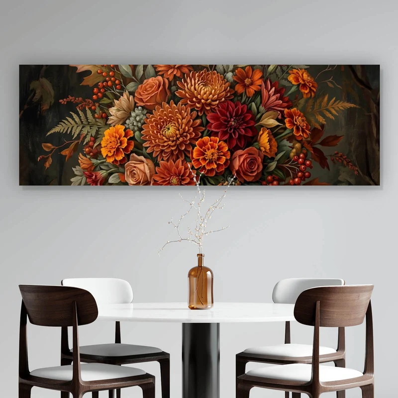 Leinwandbild Beeindruckendes Blumenarrangement Porträt Panorama