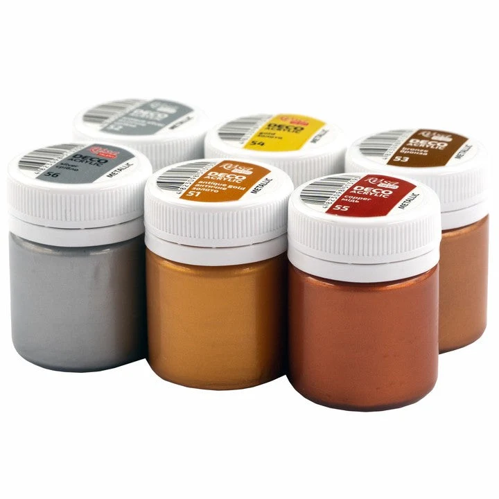 ROSA TALENT Metallic Acrylic Paint for Decorations, Set of 6 x 20 ml