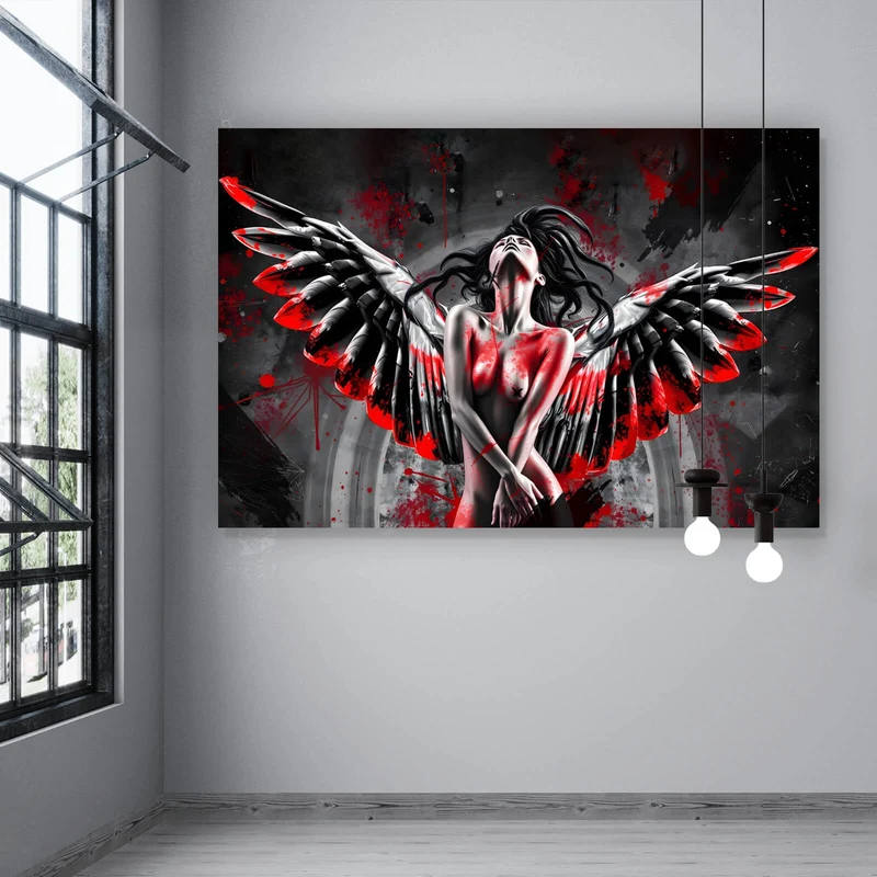 Acrylglasbild Mystischer Engel verkörpert als göttliche Schönheit Querformat