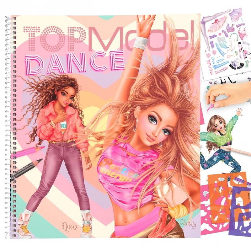 TOPModel DANCE Malbuch - 30 Seiten Kreativität mit Schablonen