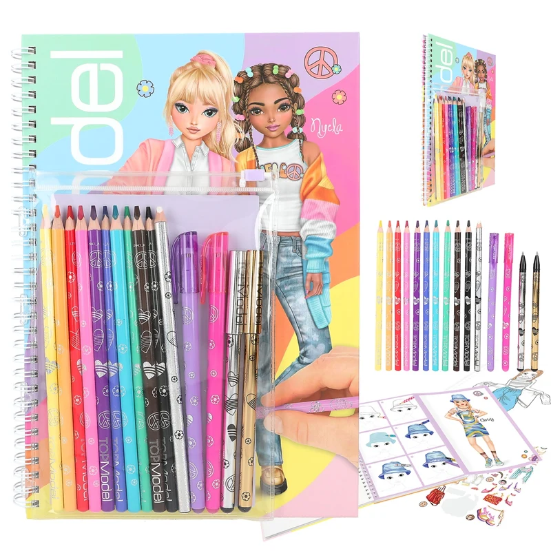 TOPModel Malbuch-Set mit Stickern & 10 Buntstiften