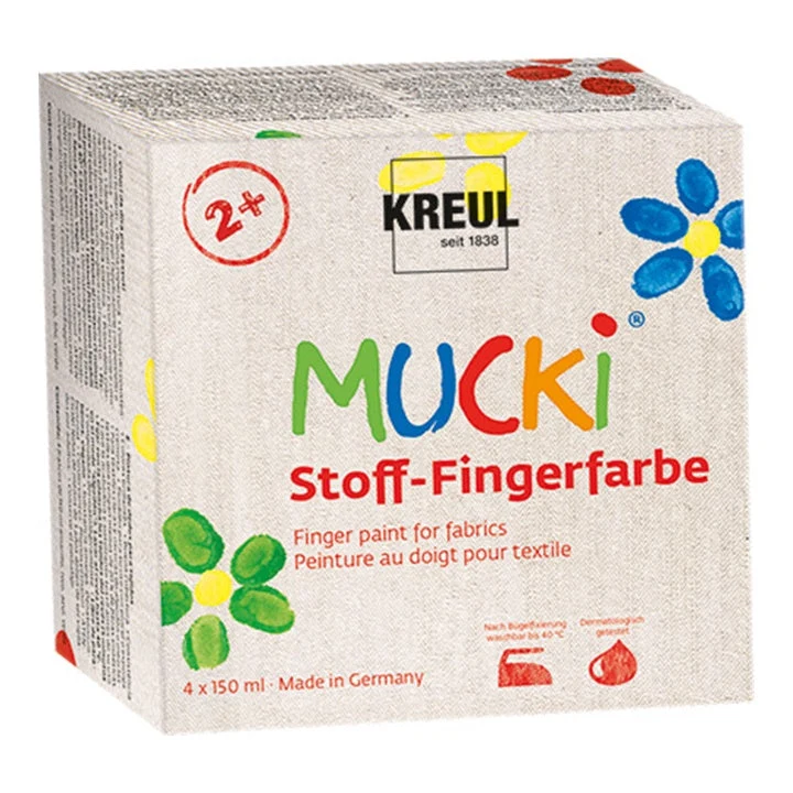 MUCKI Fabric Paints for Finger Painting, 150 ml, Various Shades