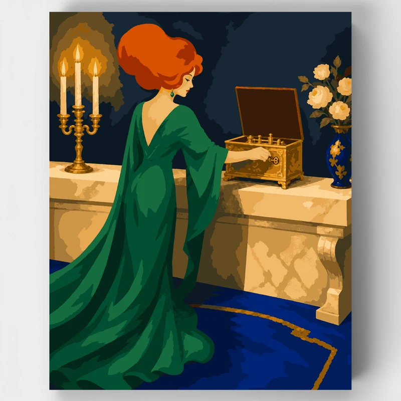 Lady With Gold Chest - Paint by Numbers Kit