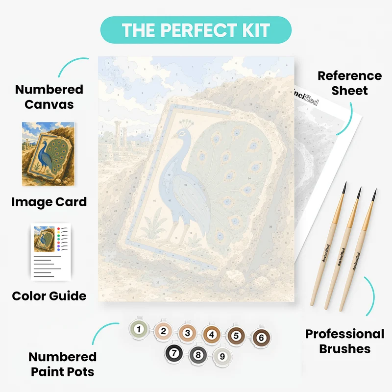 Ancient Peacock Mosaic - Paint by Numbers Kit