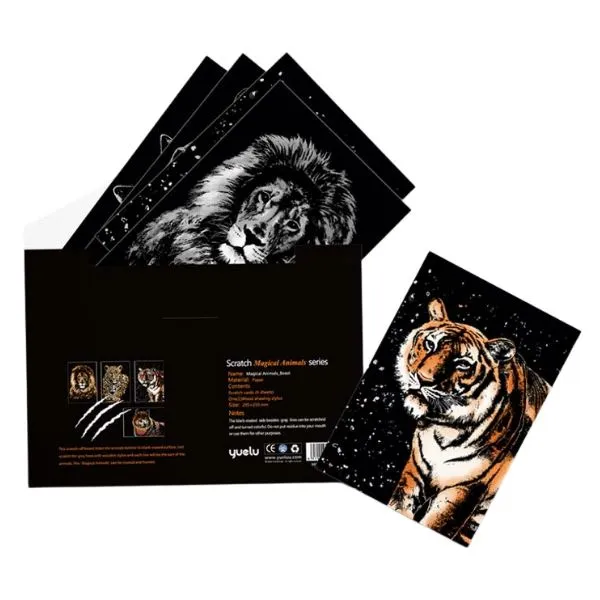 Scratch Painting - XL 4er Set Raubkatzen