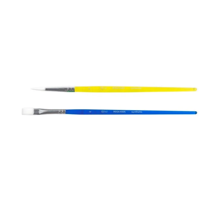 ROSA Kids Set of 2 Synthetic Brushes, Round Brush No. 6, Flat Brush No. 6