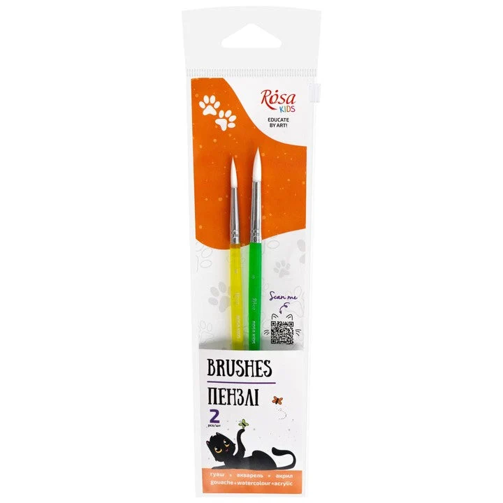 ROSA Kids Set of 2 Synthetic Brushes | Round Brushes No. 6, 8