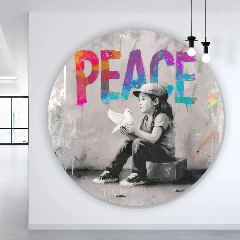 Aluminiumbild The World is ours Peace Kreis