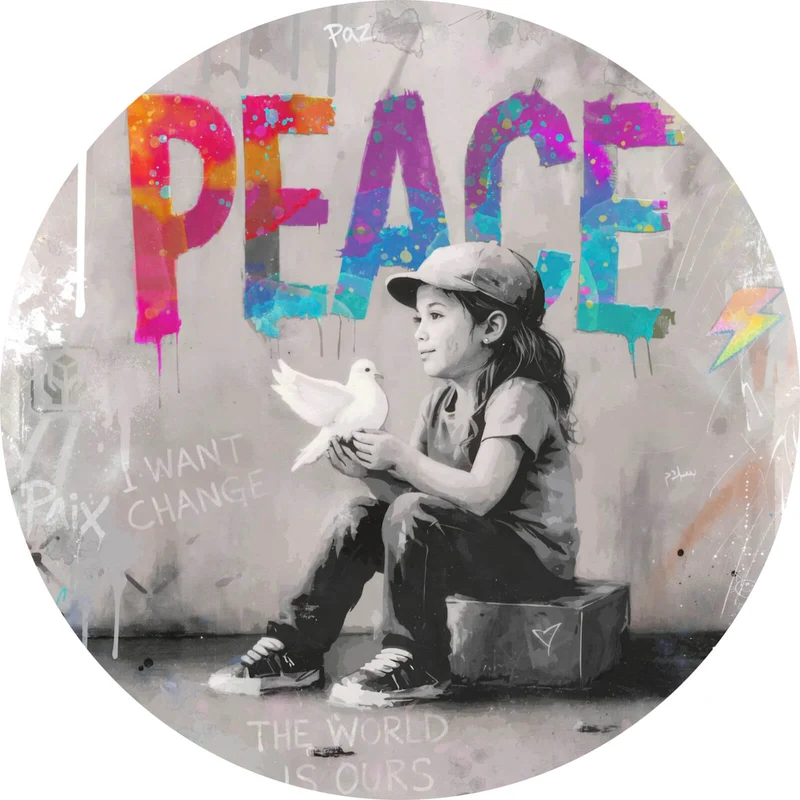 Aluminiumbild The World is ours Peace Kreis