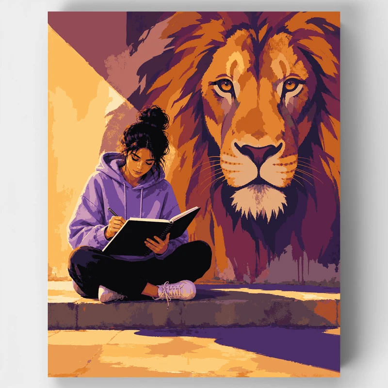 Lion Wall Mural - Paint by Numbers Kit