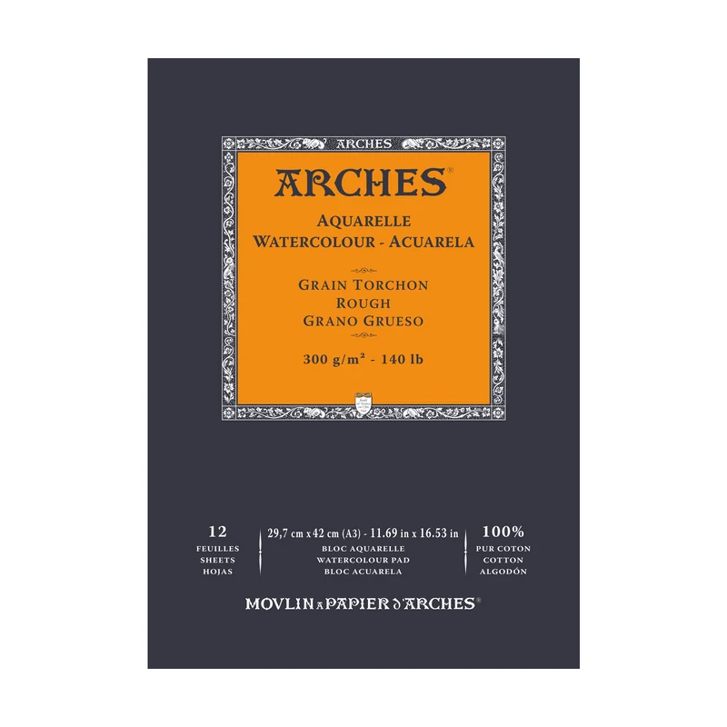 Акварелен блок ARCHES Aquarelle Rough естествено бял 300 g/m² – 12 листа