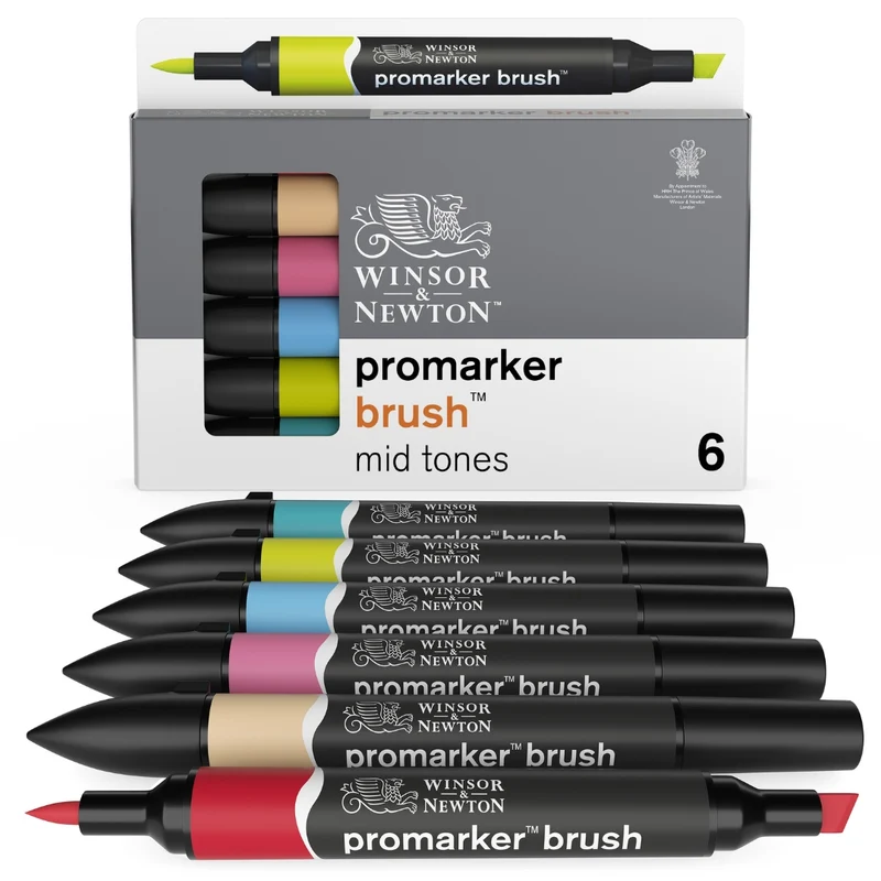 Winsor and Newton - Promarker Brush 6 Set MID TONES