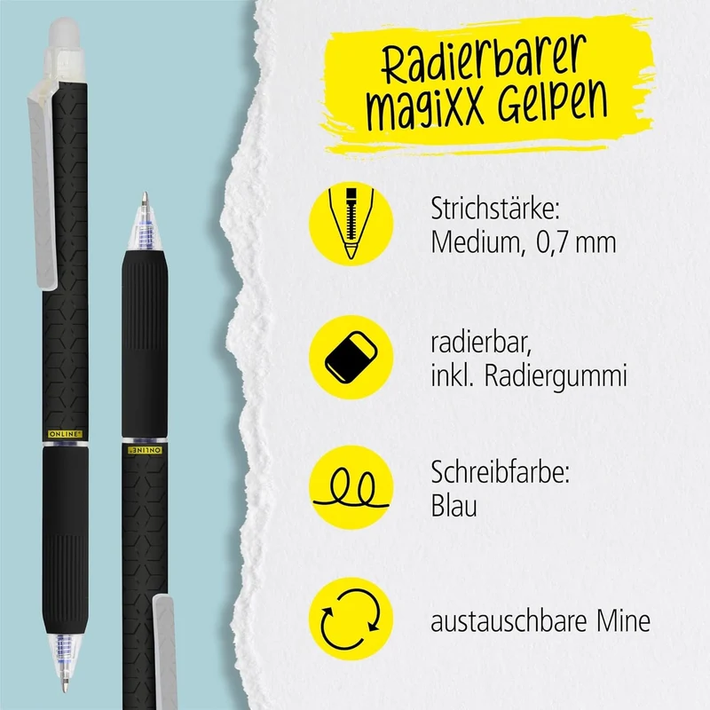 ONLINE magiXX Radierbarer Tintenroller Katzen - Blau, Medium