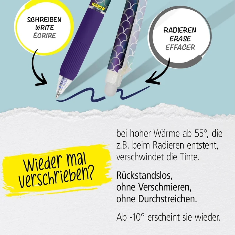ONLINE magiXX Radierbarer Tintenroller Katzen - Blau, Medium