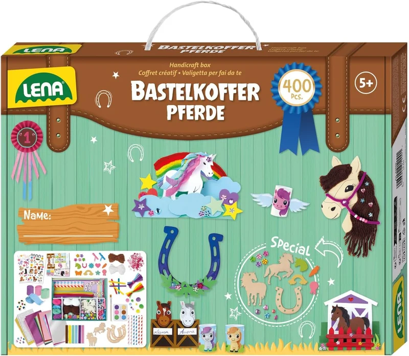 LENA Bastelkoffer Pferde - Kreatives Bastelset Premium