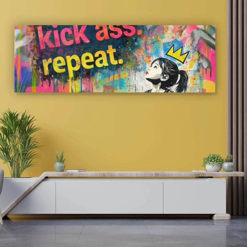 Poster Wake up kick ass repeat Pop Art Panorama