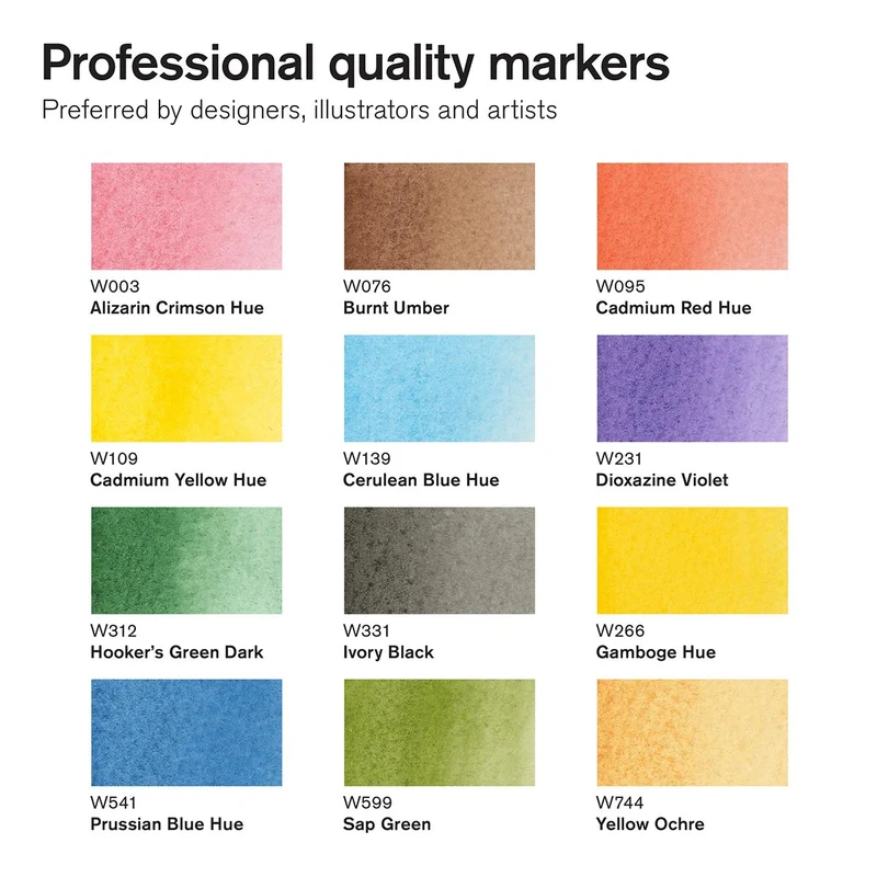Winsor and Newton - Promarker Watercolour 12 Set Basic Tones
