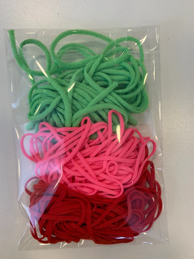 Gummikordel-Paket soft cord 2mm grün pink rot 9m
