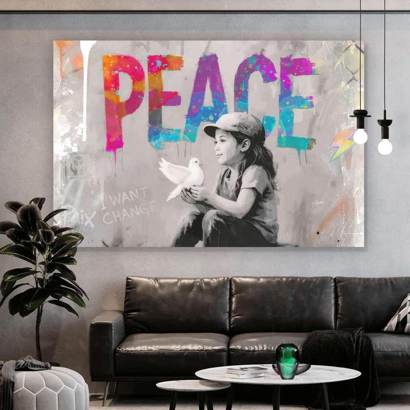 Acrylglasbild The World is ours Peace Querformat