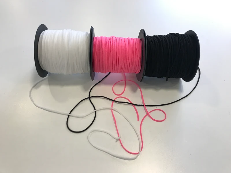 Gummikordel-Paket soft cord 2mm schwarz/weiß/pink 9m