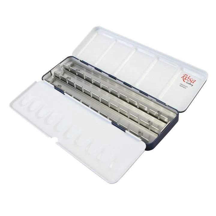 ROSA GALLERY Watercolor Paint Case, Metallic, Indigo, 21 Pans