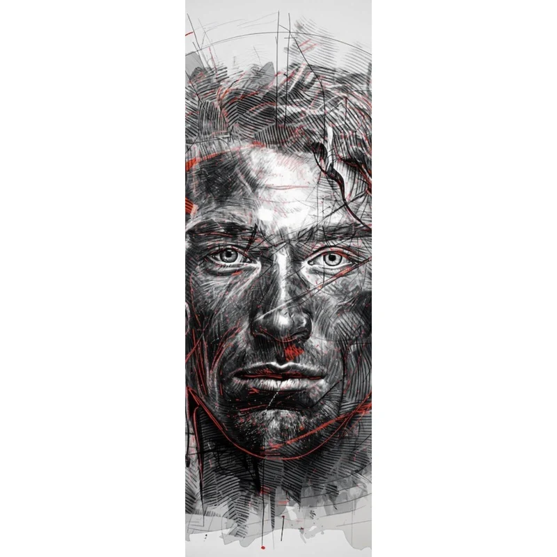 Acrylglasbild Ausdrucksstarkes Porträt eines Mannes künstlerisch gestaltet Panorama Hoch