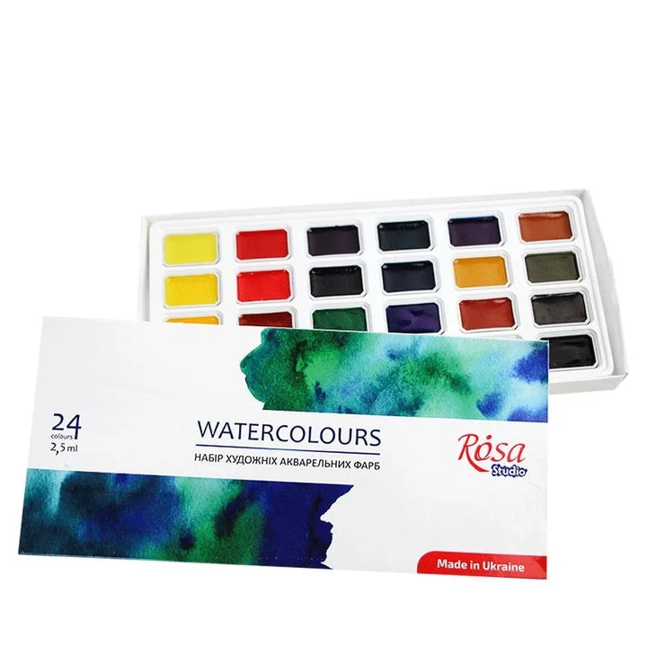 ROSA STUDIO Watercolor Set, 24 x 2.5 ml, Full Pans, Cardboard