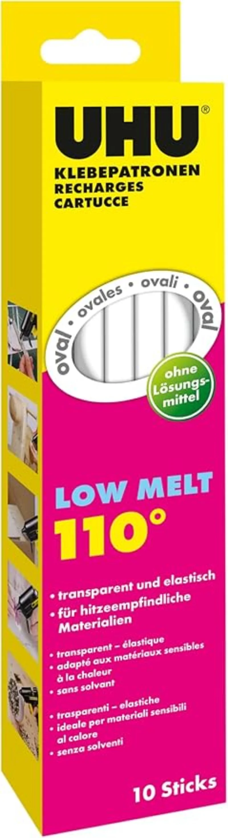 UHU Klebepatronen LOW MELT 110°C 10x125g transparent