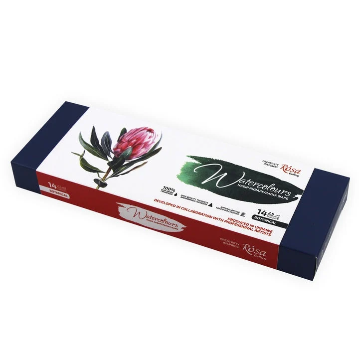 ROSA Gallery “Botanycal” Watercolor Set, Metal Case, 14 Colors, Full Pans