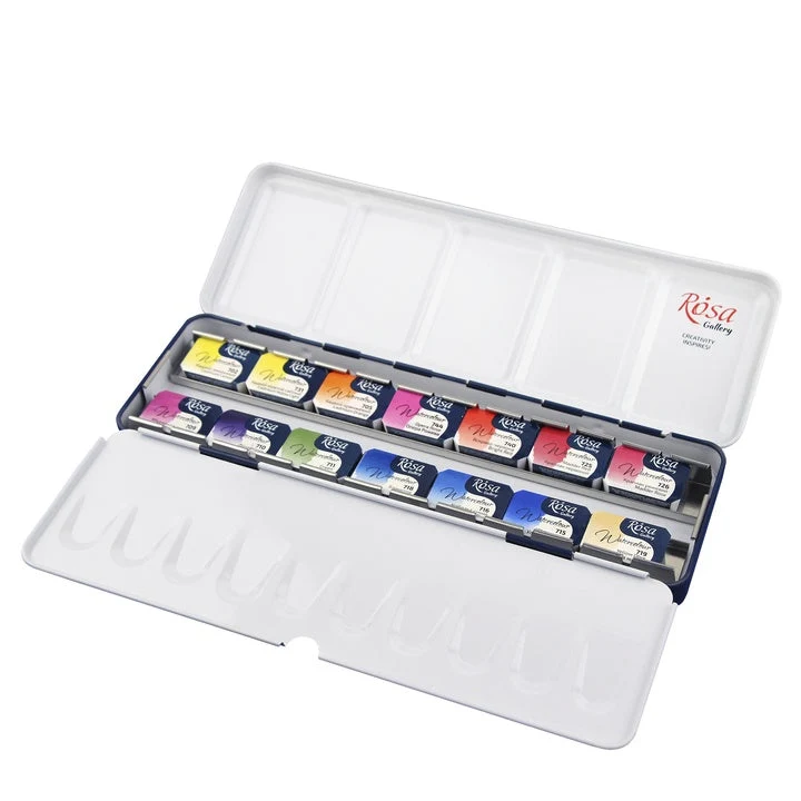 ROSA Gallery “Botanycal” Watercolor Set, Metal Case, 14 Colors, Full Pans