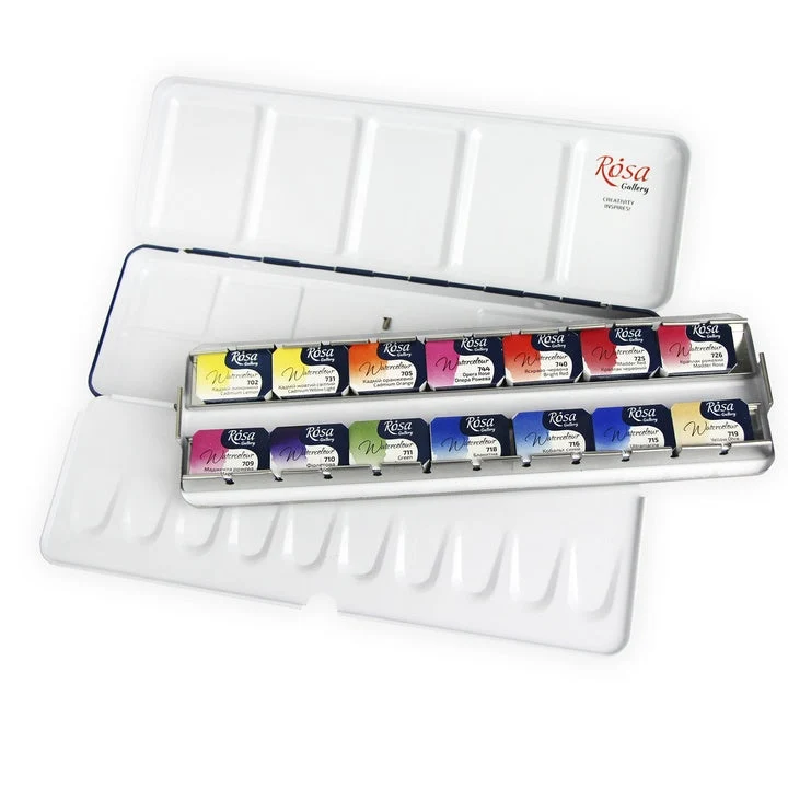 ROSA Gallery “Botanycal” Watercolor Set, Metal Case, 14 Colors, Full Pans