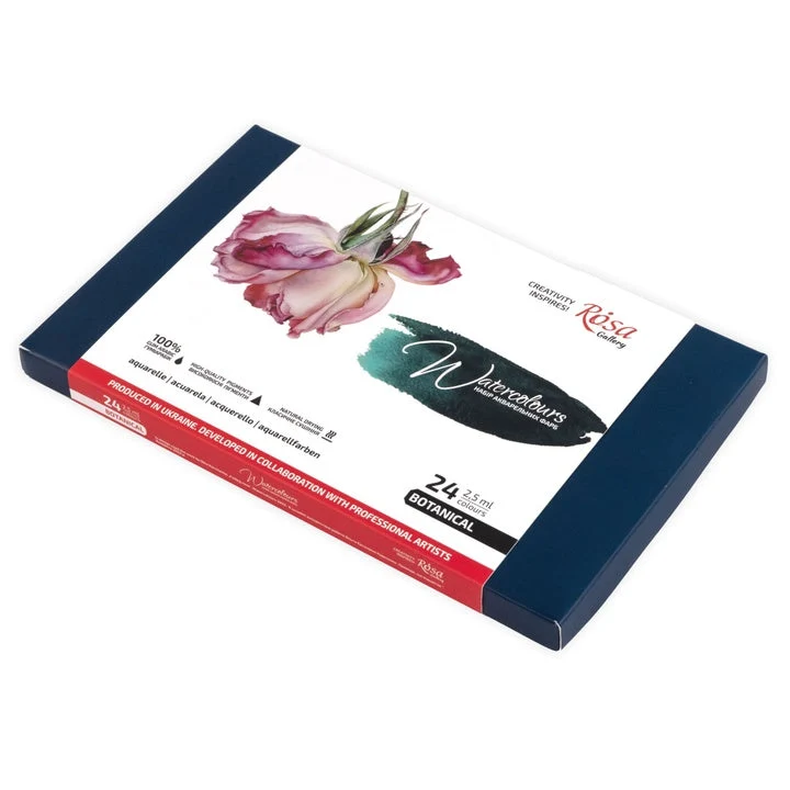 ROSA GALLERY Botanycal Watercolor Set, 24 Colors, Full Pans, Cardboard