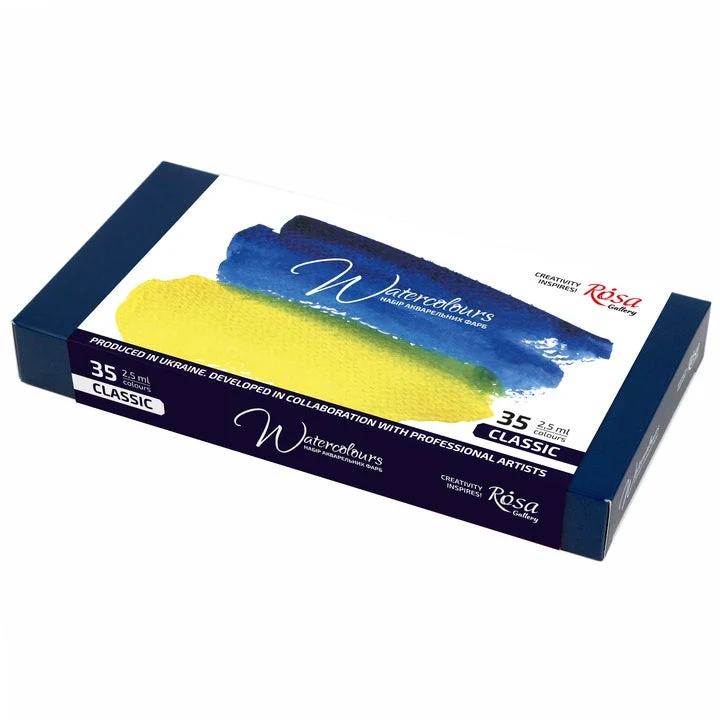 ROSA GALLERY Watercolor Set "Classic", Metal Case, 35 Colors, Full Pans