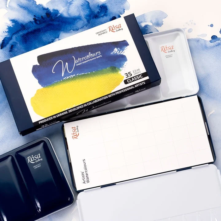 ROSA GALLERY Watercolor Set "Classic", Metal Case, 35 Colors, Full Pans