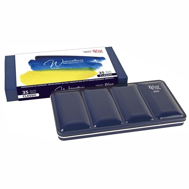 ROSA GALLERY Watercolor Set "Classic", Metal Case, 35 Colors, Full Pans